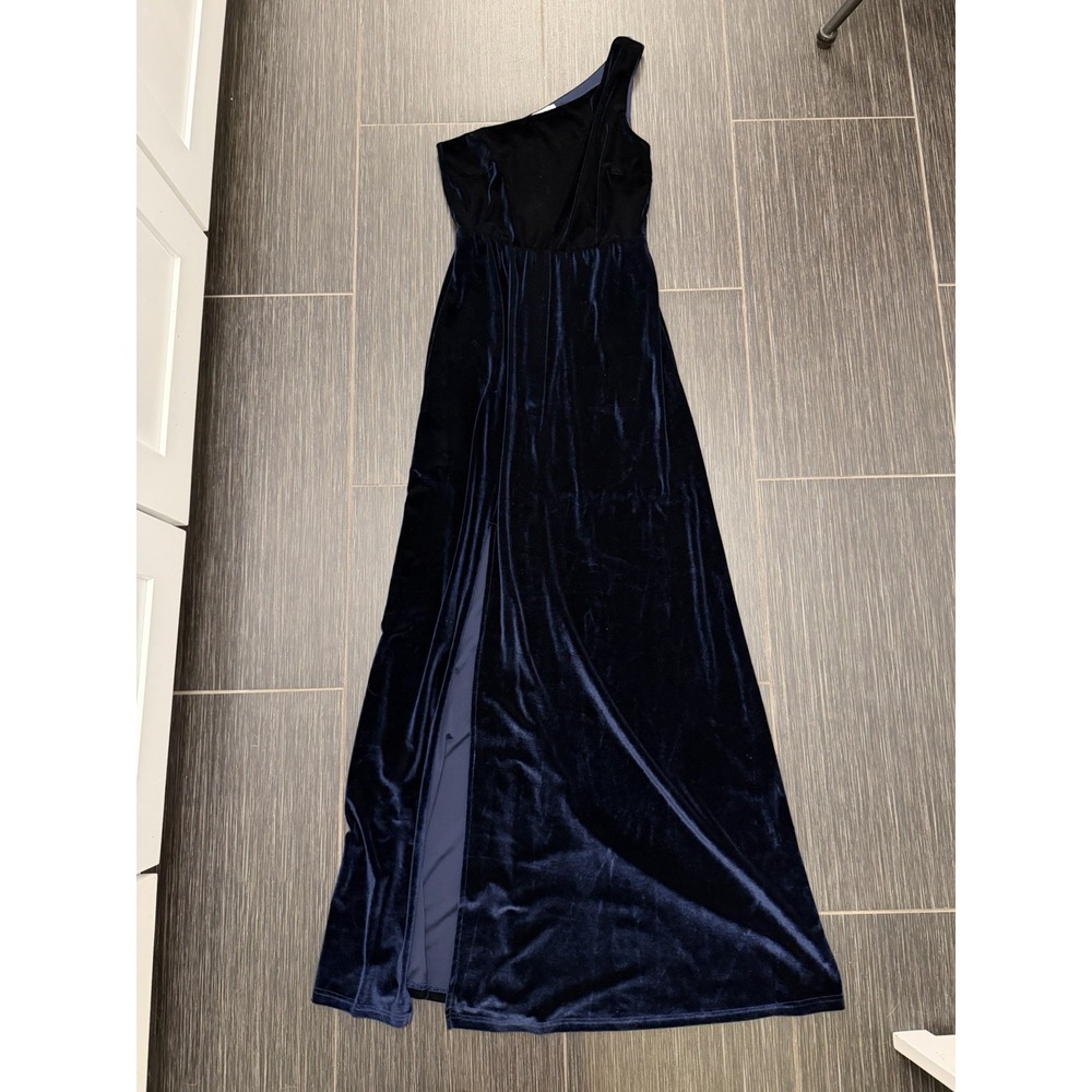 Baltic Born Tatiana Velvet One Shoulder Maxi Dress Sz M Midnight Blue Wedding